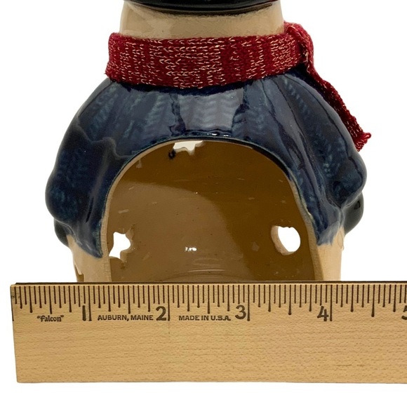 Old World Snowman Candle Votive Holder Glazed Clay Pottery Pierced Cut Outs NWT - Picture 10 of 15